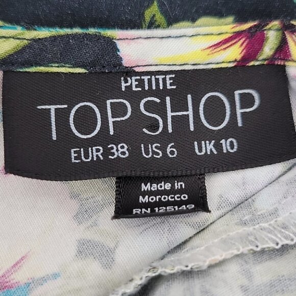 Topshop Tropical Print Off Shoulder Crop Top Size 6P - Picture 7 of 9